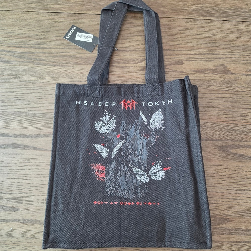 Sleep Token Rocksax Black Butterfly Graphic Tote Bag Licensed Band Merch NWT